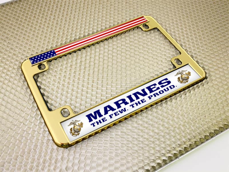 USMC - Marines. The Few. The Proud. - Motorcycle Metal License Plate Frame (wb)